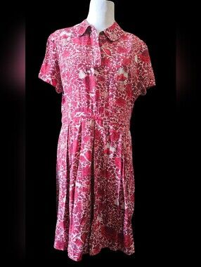 Tory Burch Floral Red Silk Dress Size 14